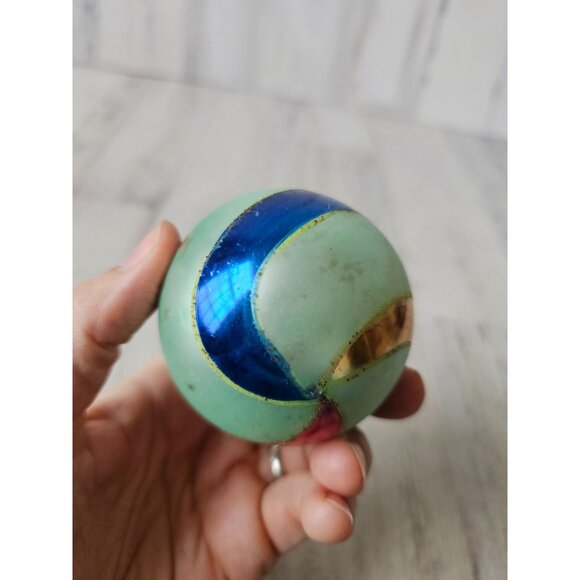 Antique striped green Mercury teardrop ornament glass Xmas tree blue red gold - Picture 8 of 10